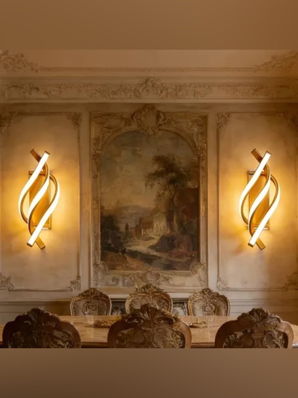 2 spiral wall lights